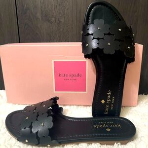 Kate Spade Daisy Field Black Slip On Sandals Size 7